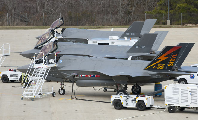 All F-35s were grounded for a period last week so that oil sensor inspections could be conducted. (Lockheed Martin)