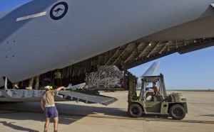 The C-17 is loaded at Darwin.