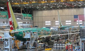 737s on one of two Renton final assembly lines.