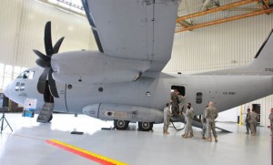 USASOC staff tour a former ANG C-27J Spartan. (US Army)