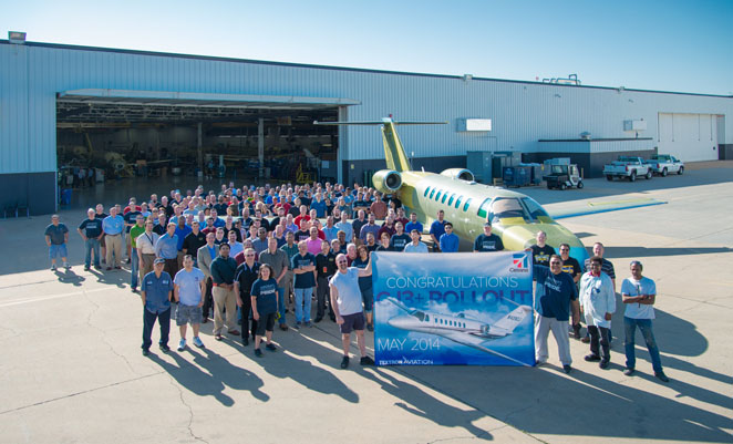 The first production Citation CJ3+ at rollout. (Cessna)