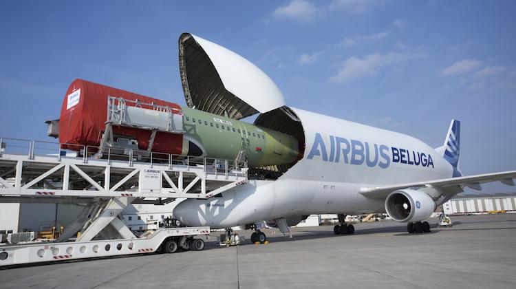 The Beluga carries large parts such as this A320 fuselage. (Airbus)