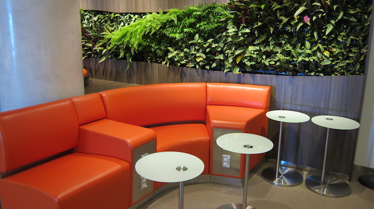 The seats feature an individual seating space, power points within easy reach and a live wall feature. (Jordan Chong)
