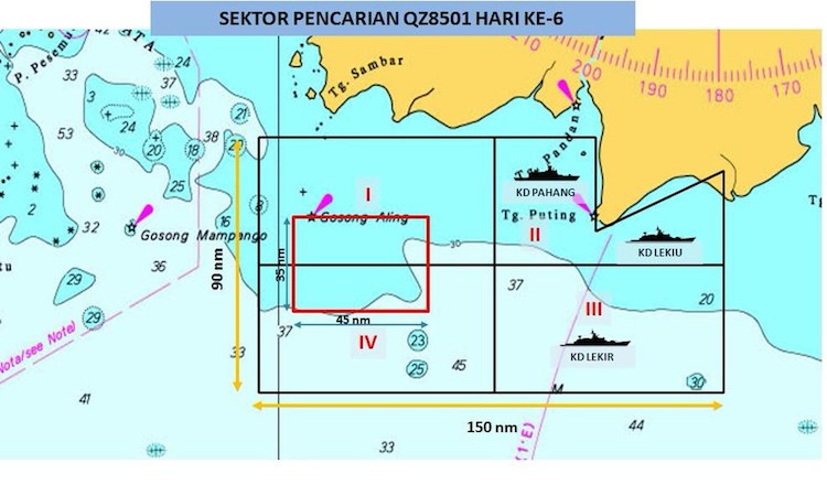 Search sectors were changed and renumbered today. Image - Malaysian Navy Admiral Abdul Aziz Jaafar