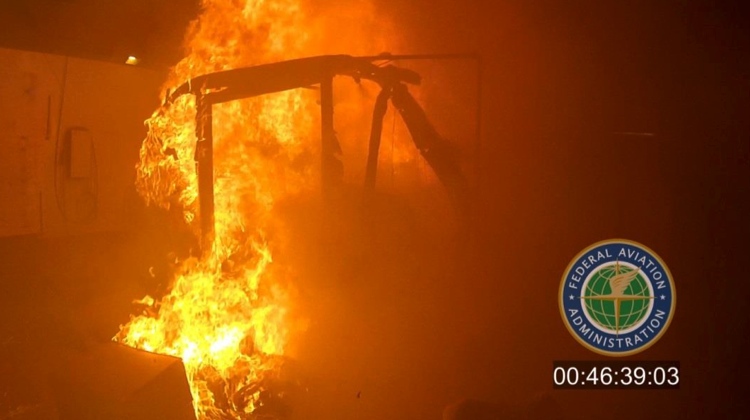 A Federal Aviation Administration image from its test on exploding lithium ion batteries. (FAA)