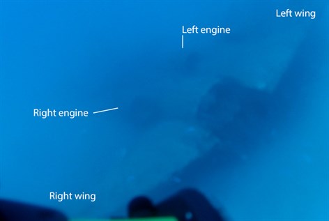 The Pel-Air Westwind corporate jet at the bottom of the ocean off Norfolk Island. (ATSB)