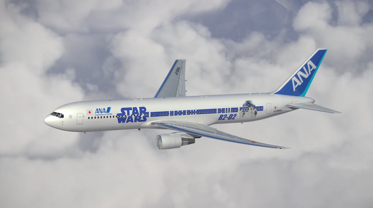 ANA Boeing 767-300 with the BB-8 droid and R2-D2 livery. (ANA)