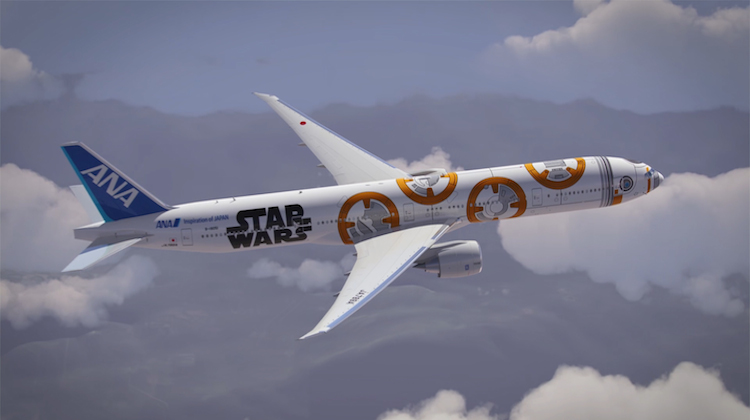 ANA Boeing 777-300ER featuring the BB8 droid. (ANA)
