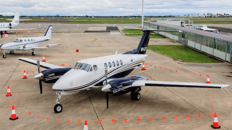 A file image of King Air VH-ZCR at Essendon Airport. (Mike Fosberg)