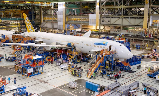 Scoot's first 787 nearing completion at Boeing's final assembly line in Everett. (Scoot)