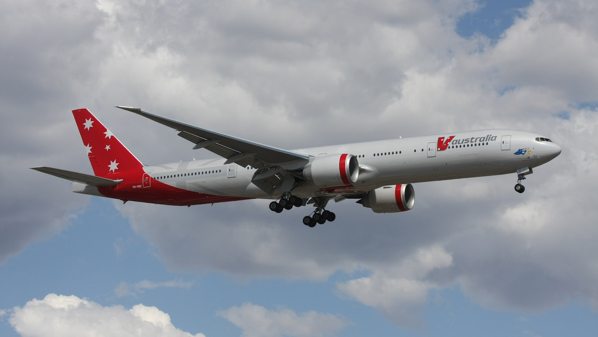 A file image of V Australia's first Boeing 777-300ER VH-VOZ. (Ryan Hothersall)