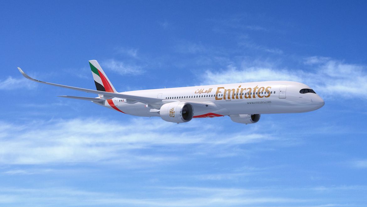 An artist's impression of the Airbus A350-900 in Emirates livery. (Airbus/Emirates)
