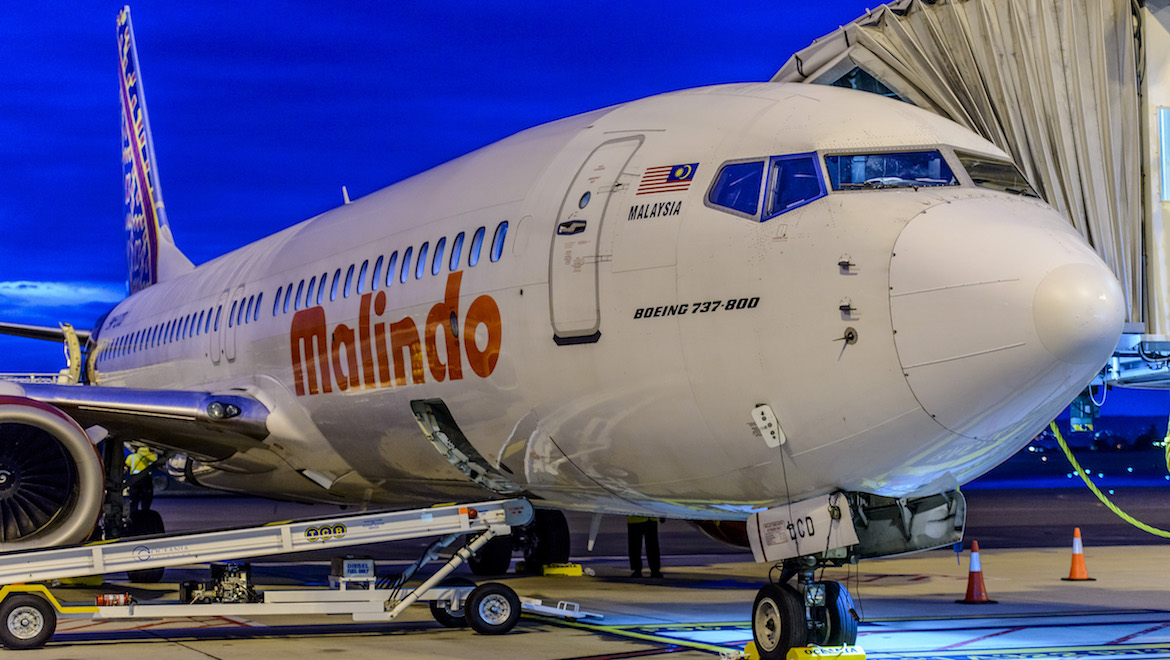 Malindo Air Boeing 737-800 at Adelaide Airport.