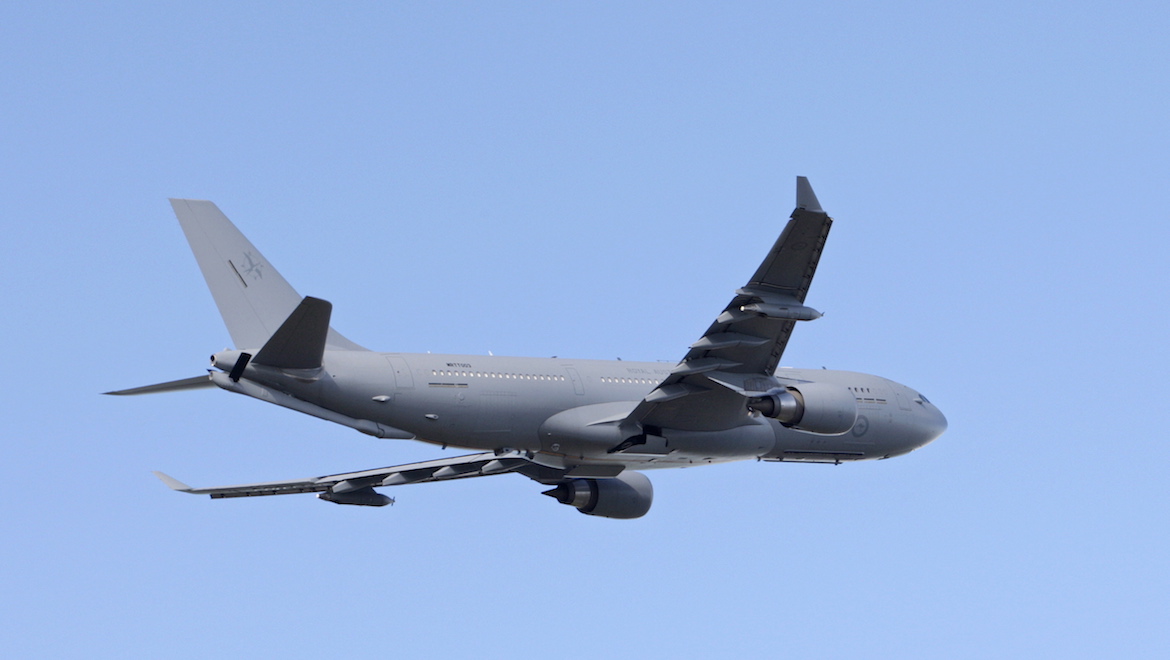 The KC-30A makes its first flight into RAAF Base Amberley in May 2011. (Defence)
