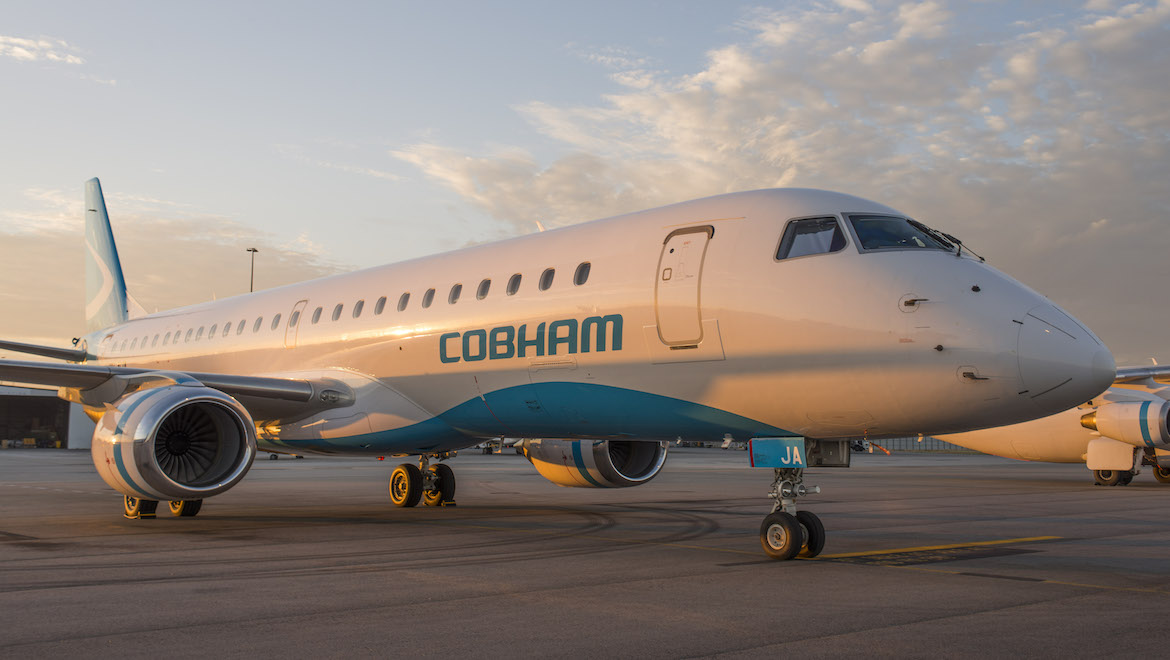 A 2019 supplied image of an Embraer E190 in Cobham livery. (Cobham Aviation Services)