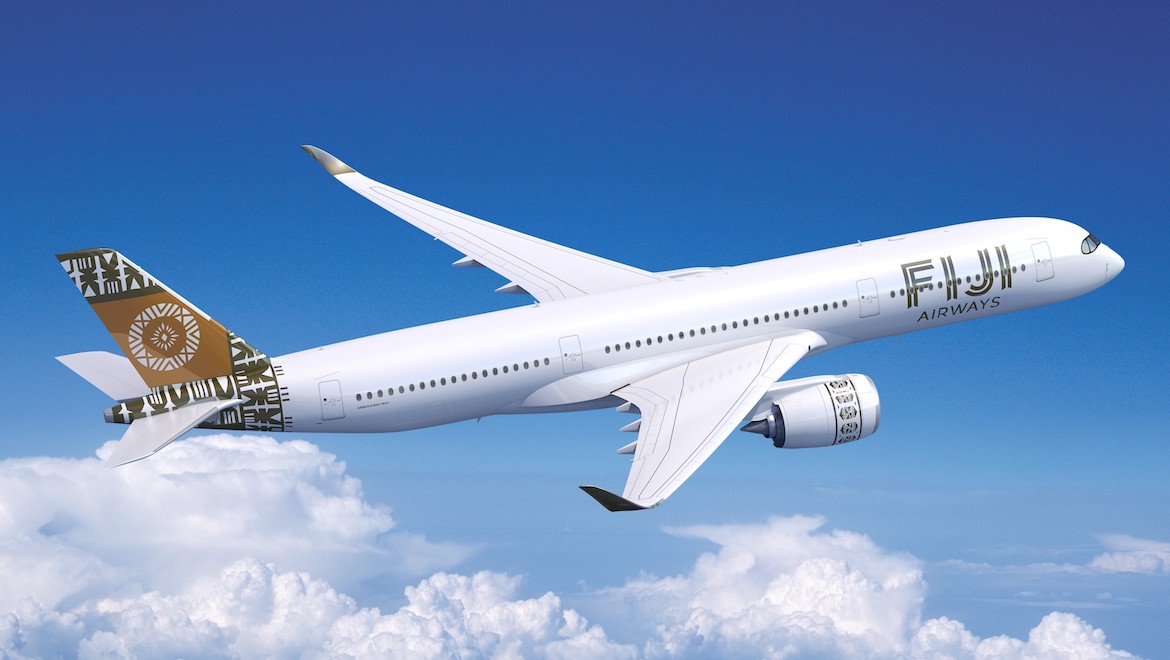 An artist's impression of an Airbus A350-900 in Fiji Airways livery. (Airbus)