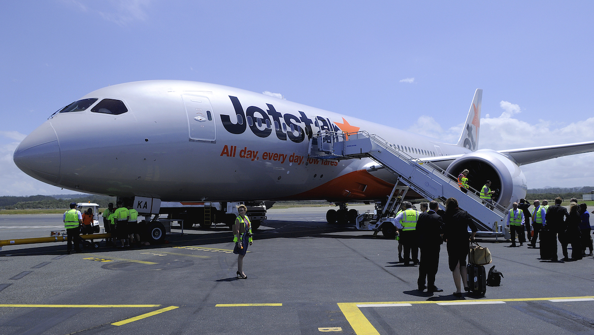 A file image of Jetstar Boeing 787-8 VH-VKA at Gold Coast Airport.