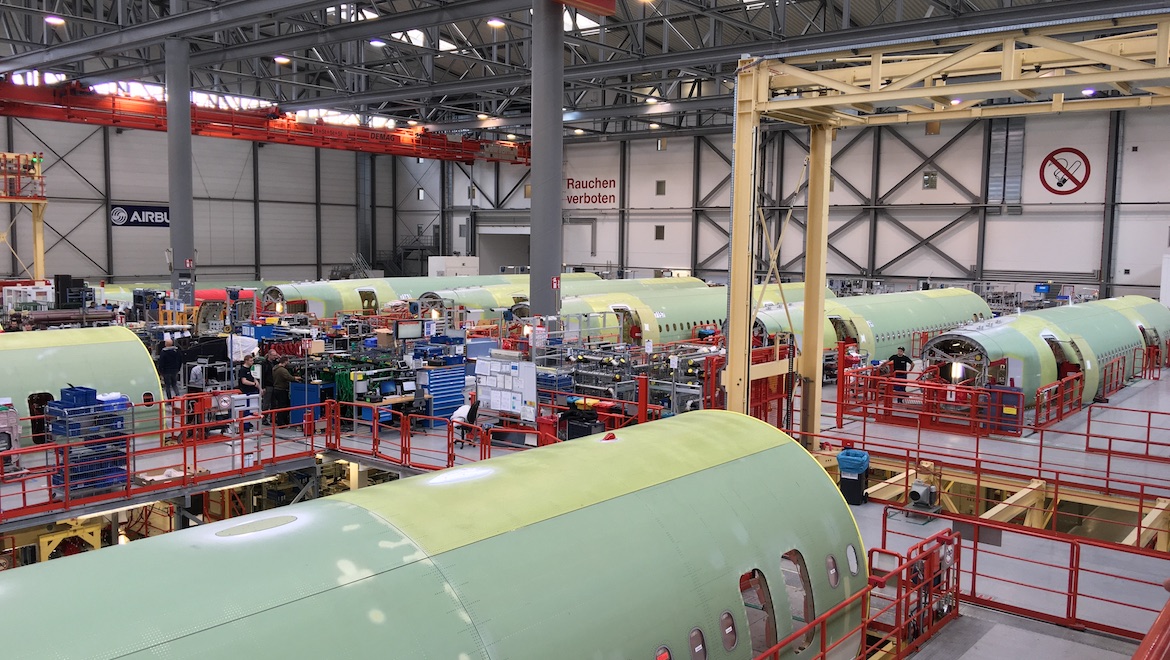 One of the A320 family final assembly lines. (John Walton)