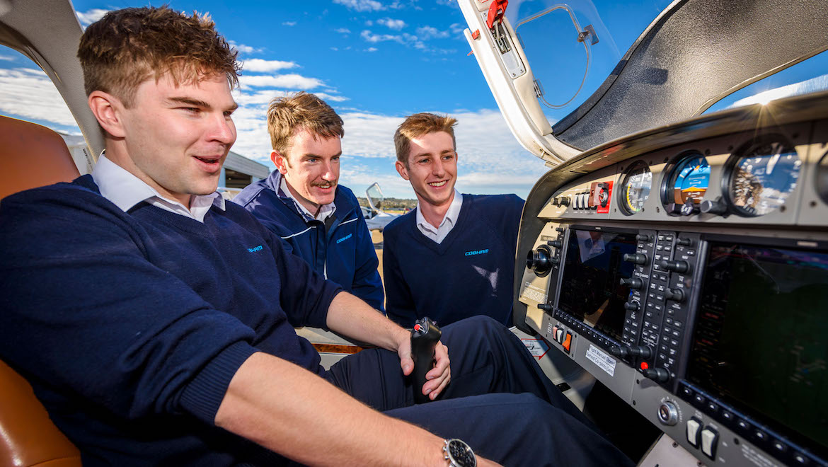 A supplied image of Cobham Aviation Services cadet pilots. (Cobham Aviation Services)