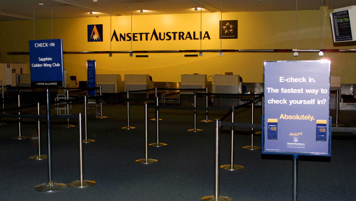 Fallen silent. The Ansett Melbourne Airport check-in terminal on September 13 2001. (Paul Merritt)