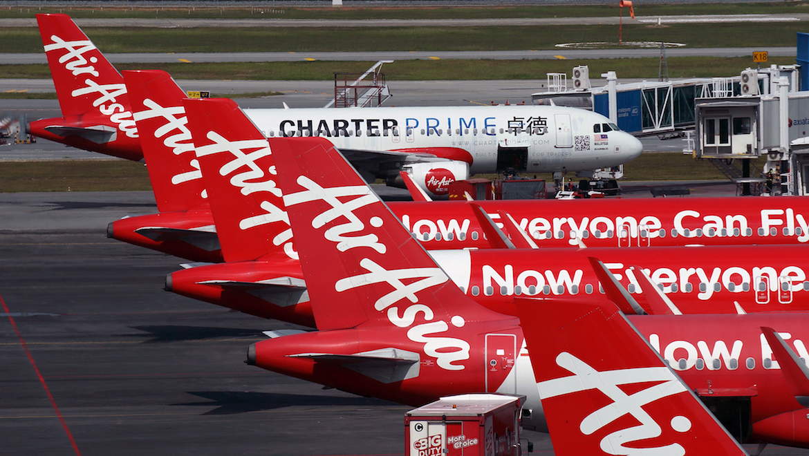 One of Asia's biggest low-cost carriers. The AirAsia lineup at Kuala Lumpur. (Rob Finlayson)