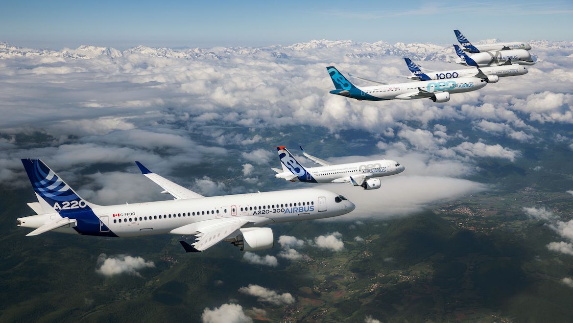 A file image of an Airbus formation flight. (Airbus)