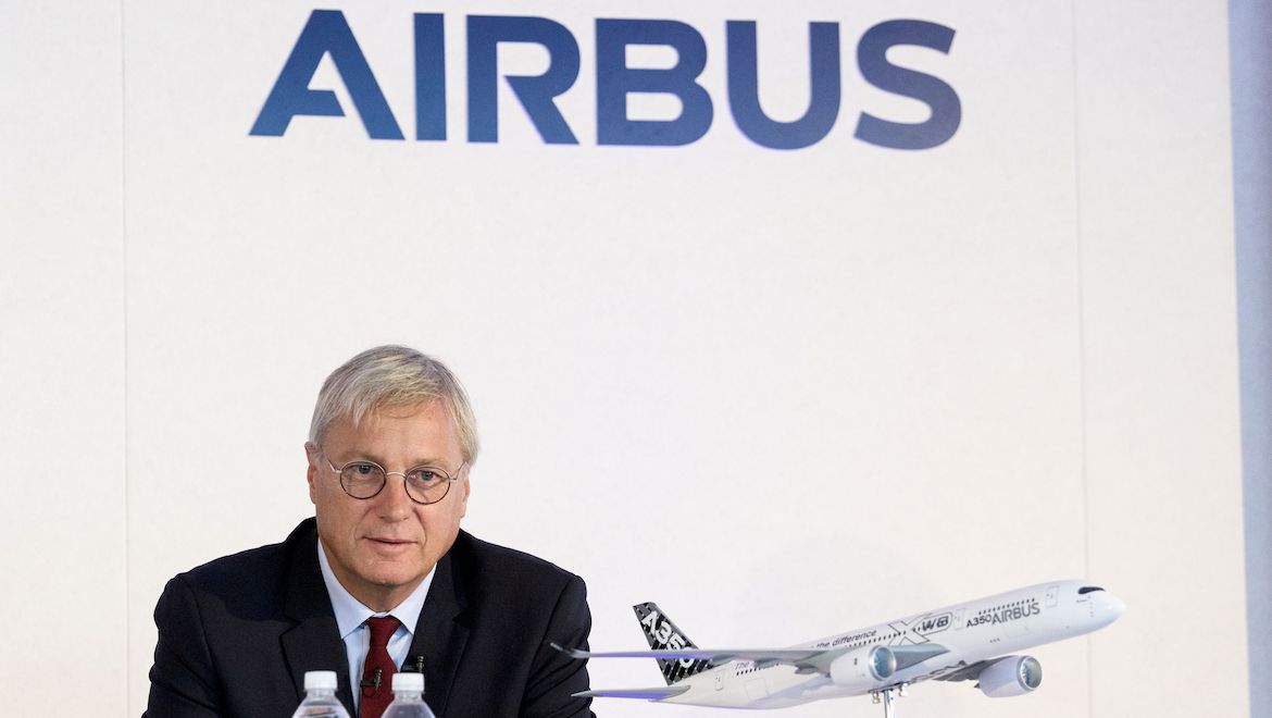 Airbus chief commercial officer Christian Scherer presents the Global Market Forecast. (Airbus)