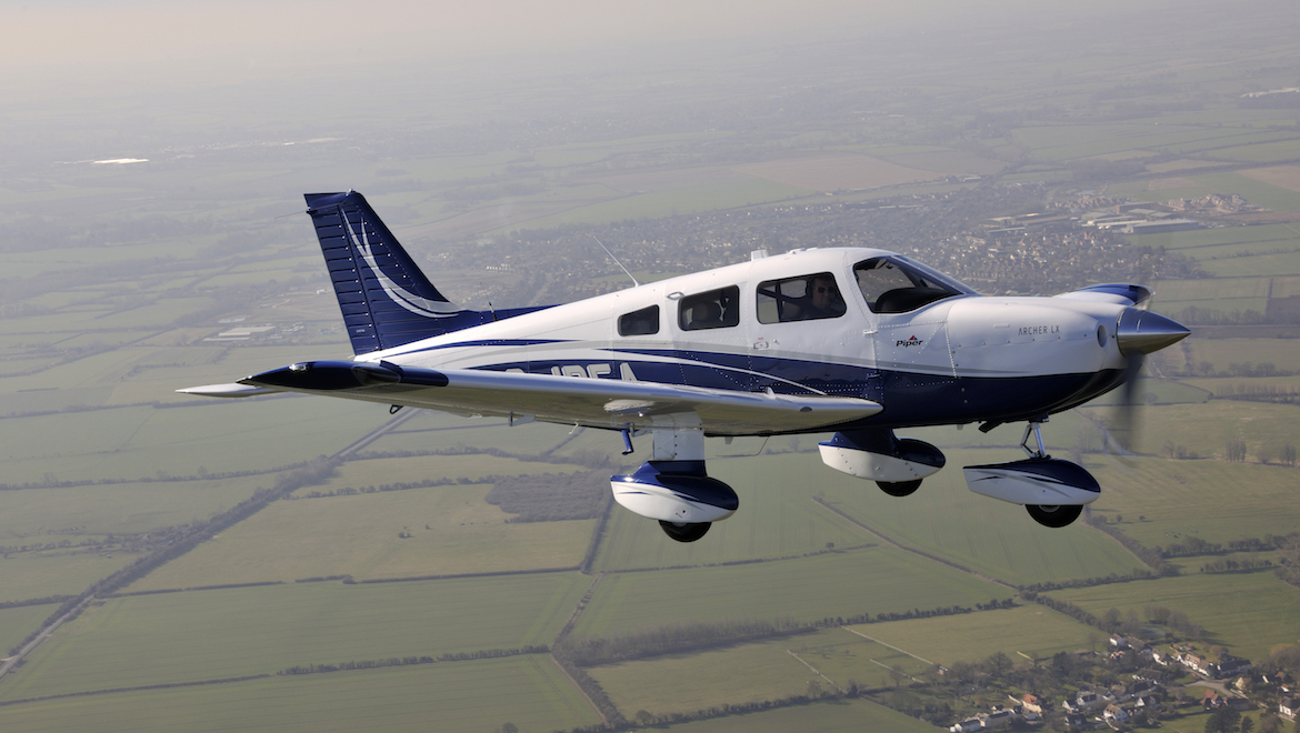 The Piper Archer LX PA-28 G-IBEA in flight. (Keith Wilson/SFB Photographic)