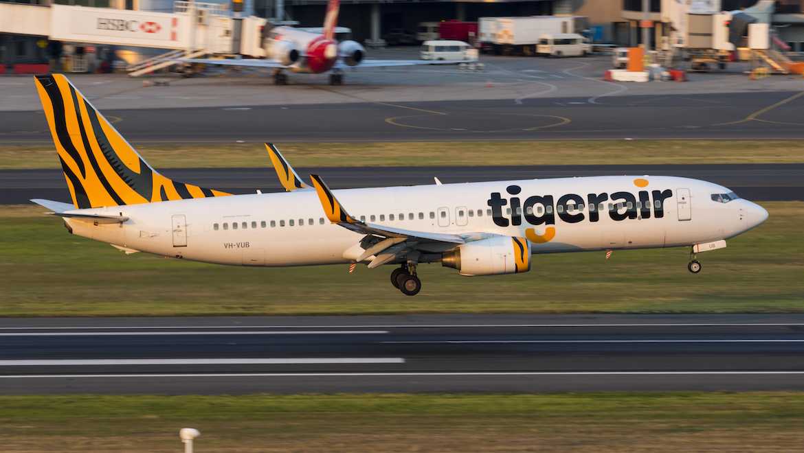 A file image of Tigerair Australia Boeing 737-800 VH-VUB at Sydney Airport. (Seth Jaworski)