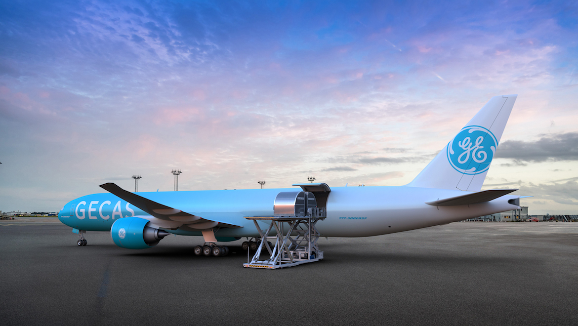 An artist's impression of a Boeing 777-300ERSF being launched by GECAS and IAI. (GECAS/IAI)