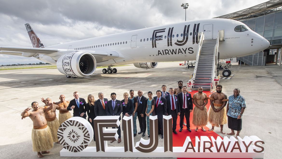 Celebrations at Airbus headquarters Toulouse for Fiji Airways' first A350-900. (Airbus)